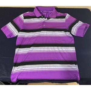 Adidas Pure Motion Men's Purple Multi-Color 3Button SS Golf Polo Shirt Size L